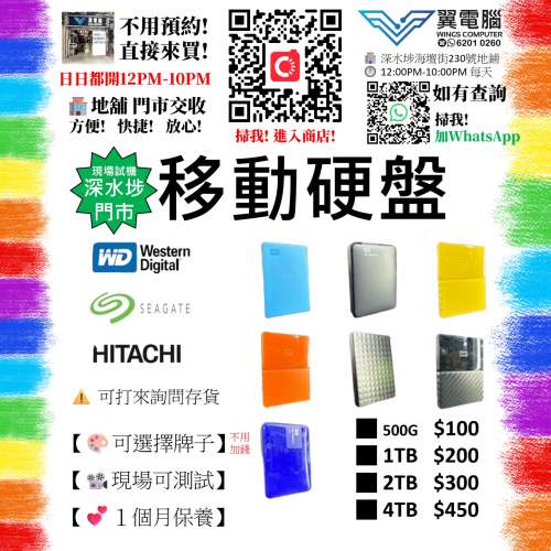 💾Portable HDD 2.5" 1TB 2TB 4TB｜多款隨身硬碟｜USB傳輸｜👍🏼現場試機｜✨一個月...