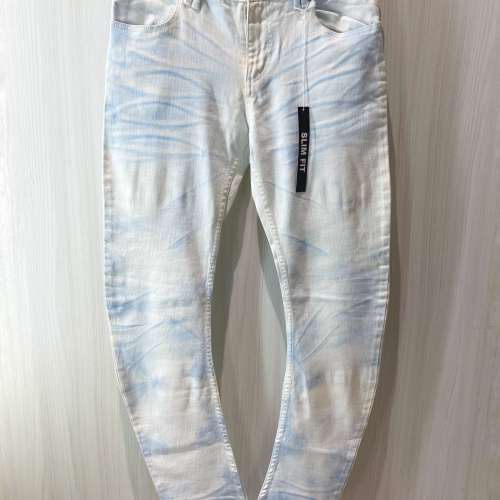 100%全新 日本潮牌 Semantic Design Jeans 男裝牛仔褲 彎刀褲 札染藍白色 Smart Ca...
