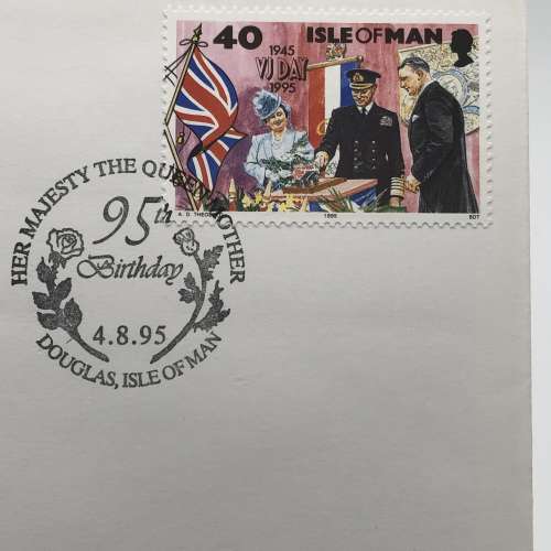曼島95TH BIRTHDAY COMMEMORATIVE COIN WITH STAMP COVER