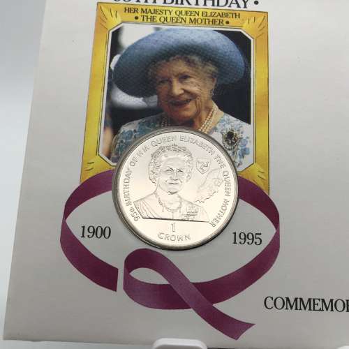 曼島95TH BIRTHDAY COMMEMORATIVE COIN WITH STAMP COVER