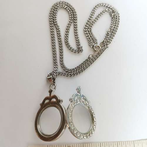 金屬相片盒 吊咀 16乘7mm 配上 24吋不銹鋼頸鏈,no D.24.7.25