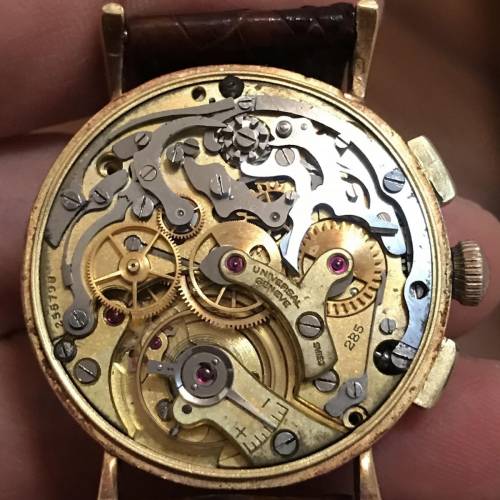 🥰🥰少有50年代宇宙18K實金(Universal Compax)三盤計時手錶