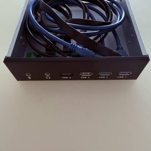 PC front panel 5.25” slot with USB2, USB3 Type-C, HD-Audio