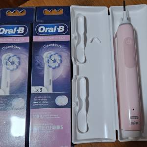 90% 新Oral-B Pro 4 充電電動牙刷（櫻花粉）及 6支 全新未拆盒EB60-3超細毛護齦刷頭