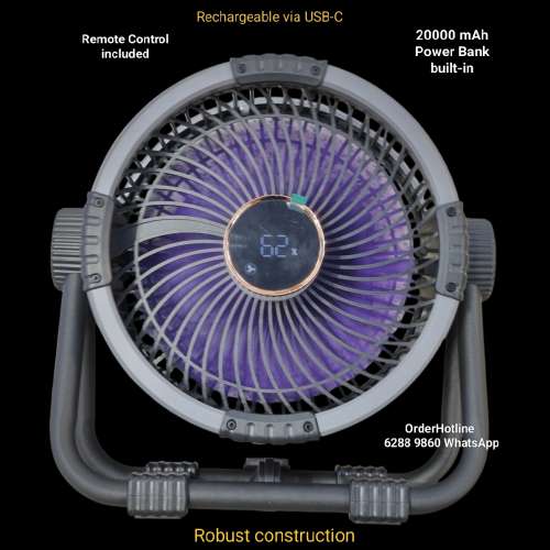 充電式暴風扇 Camping Fan (HighPower) w/ Remote Control. 20000 mAh Power Bank ...