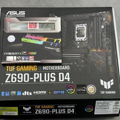 華碩TUF Z690-PLUS D4底板 + G.Skill TridentZ RGB DDR4 3000 16G