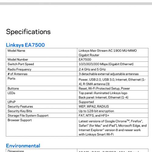 🌐Linksys【雙頻WIFI 5|AC1900】EA7500 MAX-STREAM Dual-Band Router 無線上網寬頻...