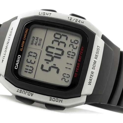 Montres Company 香港註冊公司(32年老店) 卡西歐 CASIO 十年電池壽命 黑銀色 W96 W...