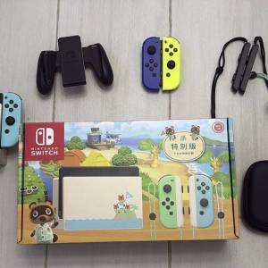 Switch 動森主機 ＋一對手制 ＋ 6隻遊戲