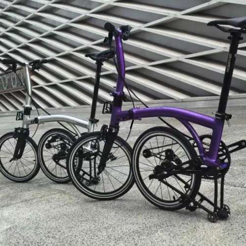 2025 最新拉絲銀色 紫色 ACEOFFIX C5 5速/7速 黑色碳前叉鋁合金折叠車 送前後蛙燈叮叮