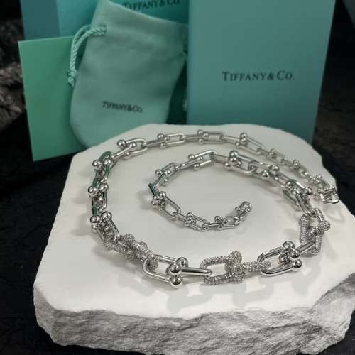 Tiffany/蒂芙尼古巴鑲鉆馬蹄扣階梯款項鏈