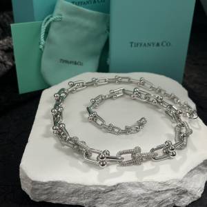 Tiffany/蒂芙尼古巴鑲鉆馬蹄扣階梯款項鏈