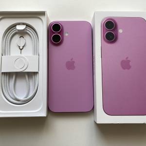 港行充電20次 iPhone 16 plus 128gb 粉紅色 AppleCare至26-9-18 淨機＋線 what app...