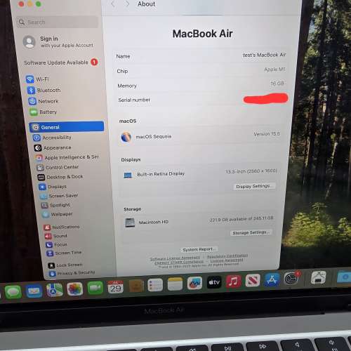 MacBook Air M1 16GB RAM 有 AppleCare+