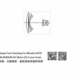 Repair Cost Checking For Minolta AUTO W.ROKKOR-SG 28mm f/3.5 Lens Cleaning |抹鏡