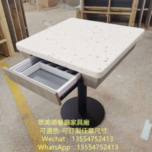眾美德餐廳傢私，水磨石餐枱，大理石餐桌，港式餐廳桌子