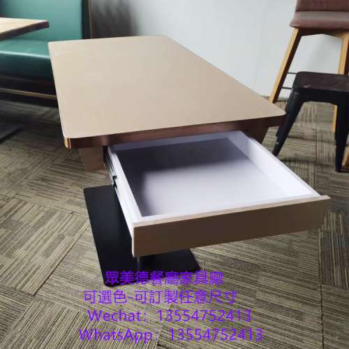 餐飲家私訂製，帶抽屜儲物餐桌，二人桌四人桌，防火膠板餐桌