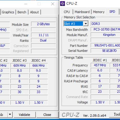 Desktop Ram Kingston 2GBx2 DDR3 1333 共4GB