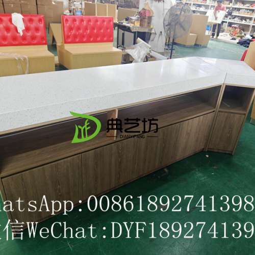 餐廳茶水櫃定制，帶鎖抽屜儲物櫃，燈帶前台櫃，定做酒吧前台櫃子，收銀櫃相片，櫃子...