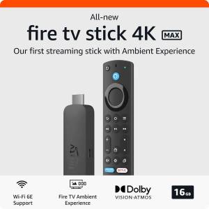 UK版本!Amazon Fire TV Stick 4K Max (2nd Gen), 2023 Release, 2/16GB,Wi-Fi 6E,全...