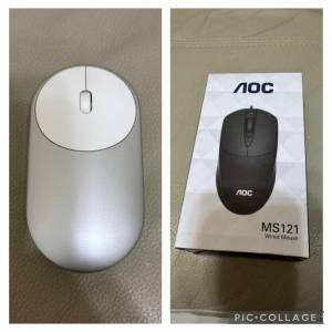 小米無線滑鼠 及 全新有線AOC mouse