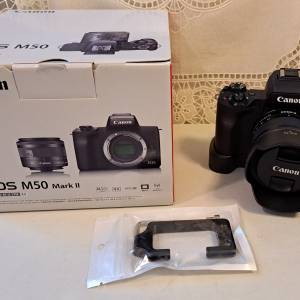 Canon EOS M50 Mark II 全新水貨連 EF-M15-45 IS STM Kit+2支原廠鏡可拍4k Vlog機皇