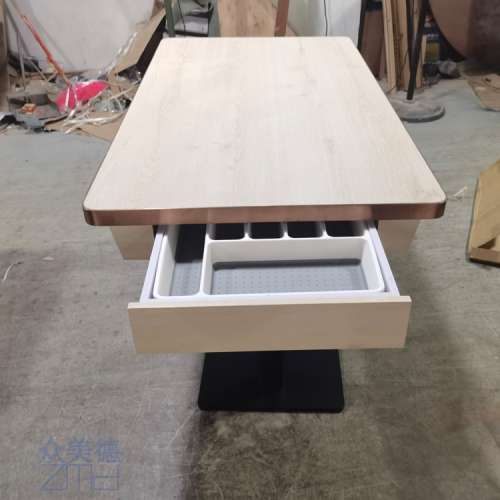 餐廳傢私訂製，防火膠板餐檯，帶抽屜餐桌