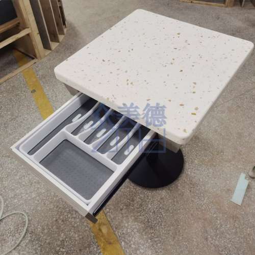 大理石餐檯，帶抽屜儲物餐枱，大理石餐桌