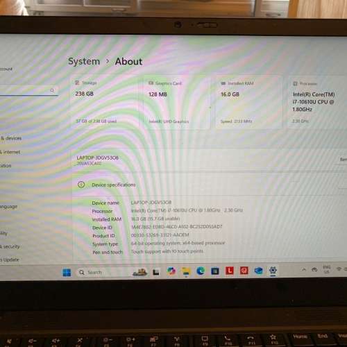 Lenovo X1 Carbon gen 8 i7-10610U CPU 16GB RAM 256GB SSD with touchscreen