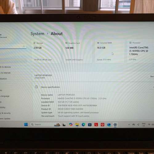 Lenovo X1 Carbon gen 8 i5-10310u CPU 16GB RAM 256GB SSD with touchscreen