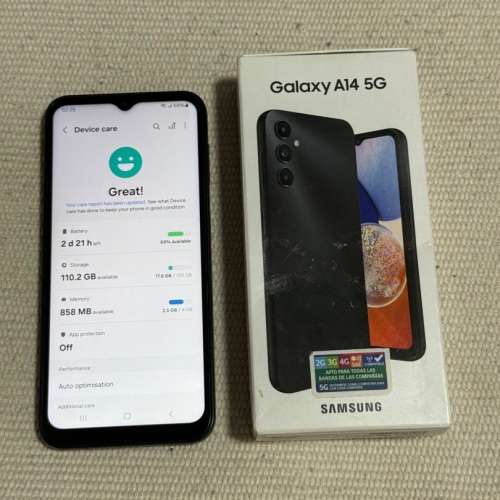 新淨全正常 Samsung 三星 Galaxy A14 5G 中階手機電話 phone smart 黑色 black (6G...
