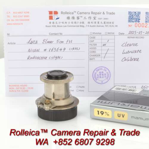 Leica Elmar 5cm 50 f3.5 nickel mtr [genuine nickel w/ radioactive glass]
