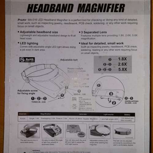 Pro'sKit HeadBand Magnifier