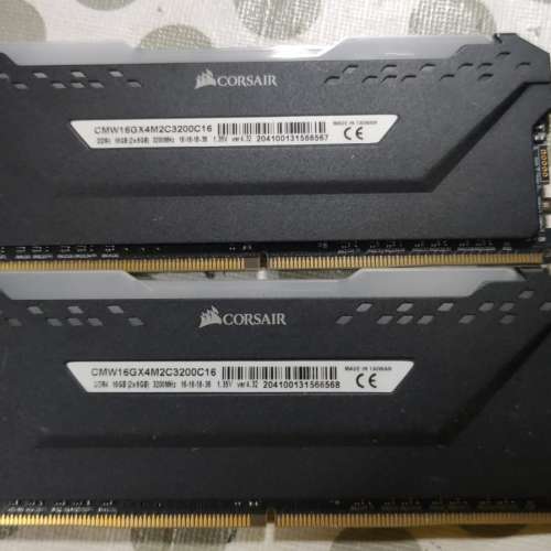 Corsair RGB Desktop Ram 8GBx2 共16GB DDR4 3200