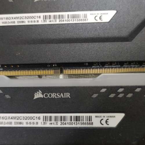 Corsair RGB Desktop Ram 8GBx2 共16GB DDR4 3200