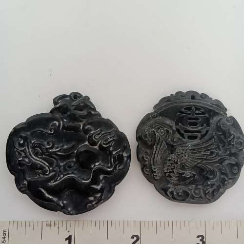 清理存貨平售。一手五個古舊黑碧玉吊墜共售500元。單一個150元。no.B11.8.25