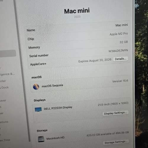 Mac Mini M2 Pro 32GB RAM 有 AppleCare+