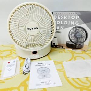 日本Buzzin多用途風扇--寧靜新款--座檯或掛牆--戶外或室內--usb線連接或充電後離線...