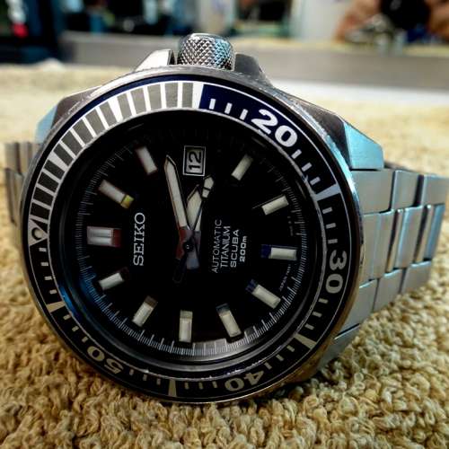 95% New 罕有 Seiko 精工 黑武士(鈦金屬)自動機械蕊 200m SBDA0017S25-00D0