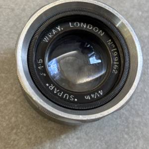 英國頭 Wray London 4.25寸 f/4.5 鏡頭一支