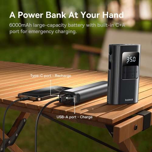 Baseus PrimeTrip VA1 Car Tire Inflator – 2-in-1,Wireless & Wired DUAL Mode