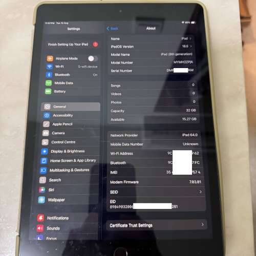 Apple iPad 8th Gen 32GB + Cellular 4G LTE with Apple Pencil 1st Gen 香港行貨