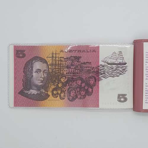 澳洲錢幣套裝/UNC(1967)Australia 5 dollar banknote/1967年澳洲5元纸幣加1988年5元