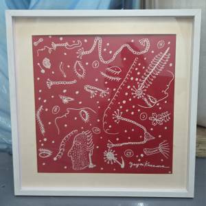 草間彌生Yayoi KUSAMA Bandana - Red with white color frame
