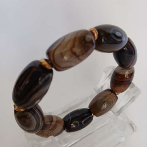 全天然 形狀 瑪瑙 天珠 蛋形20x14mm手串，no.D16.8.25