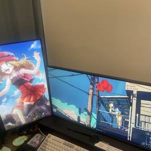 ASUS rog 32” 4K 144hz, Dell 27” 4k 60hz, Ergotron monitor arm
