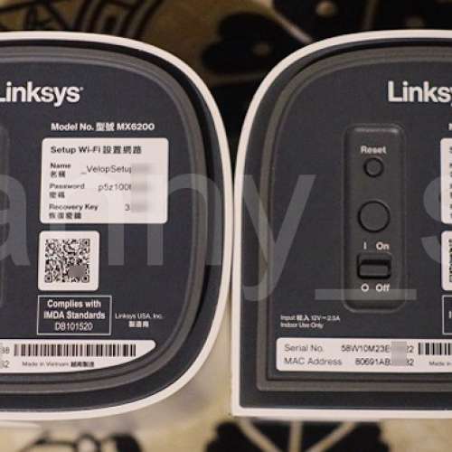 港行 Linksys MX6202 Velop Pro 6E 三頻 Tri-Band AXE5400 Mesh WiFi 6E 路由器 兩...
