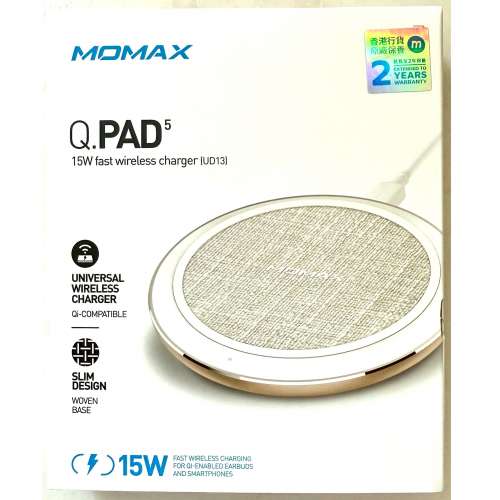 全新Momax - Q.PAD 5 快速無線充電器 - 白色【香港行貨】