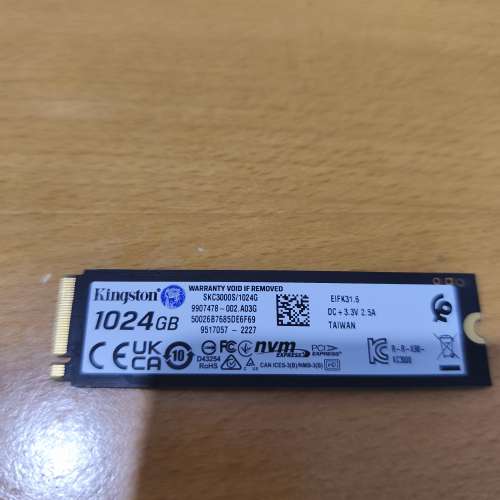 Kingston KC3000 1TB NVMe PCIe 4.0 M.2 card.