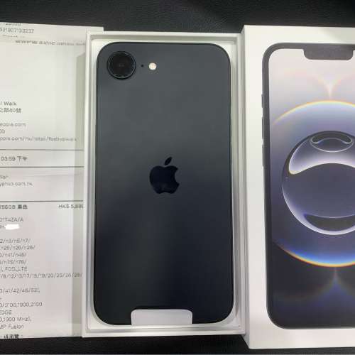 100%New 全新未使用iPhone 16e 256GB 黑色 蘋果保養至2026-8-6 0次充電 電池效能100...